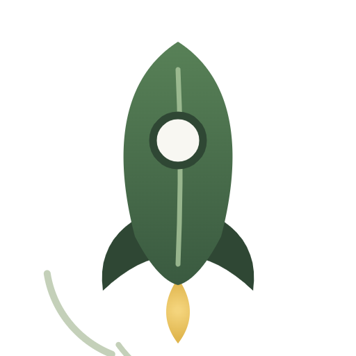 Rocket Ecology logo — a leaf-shaped rocket lifting off